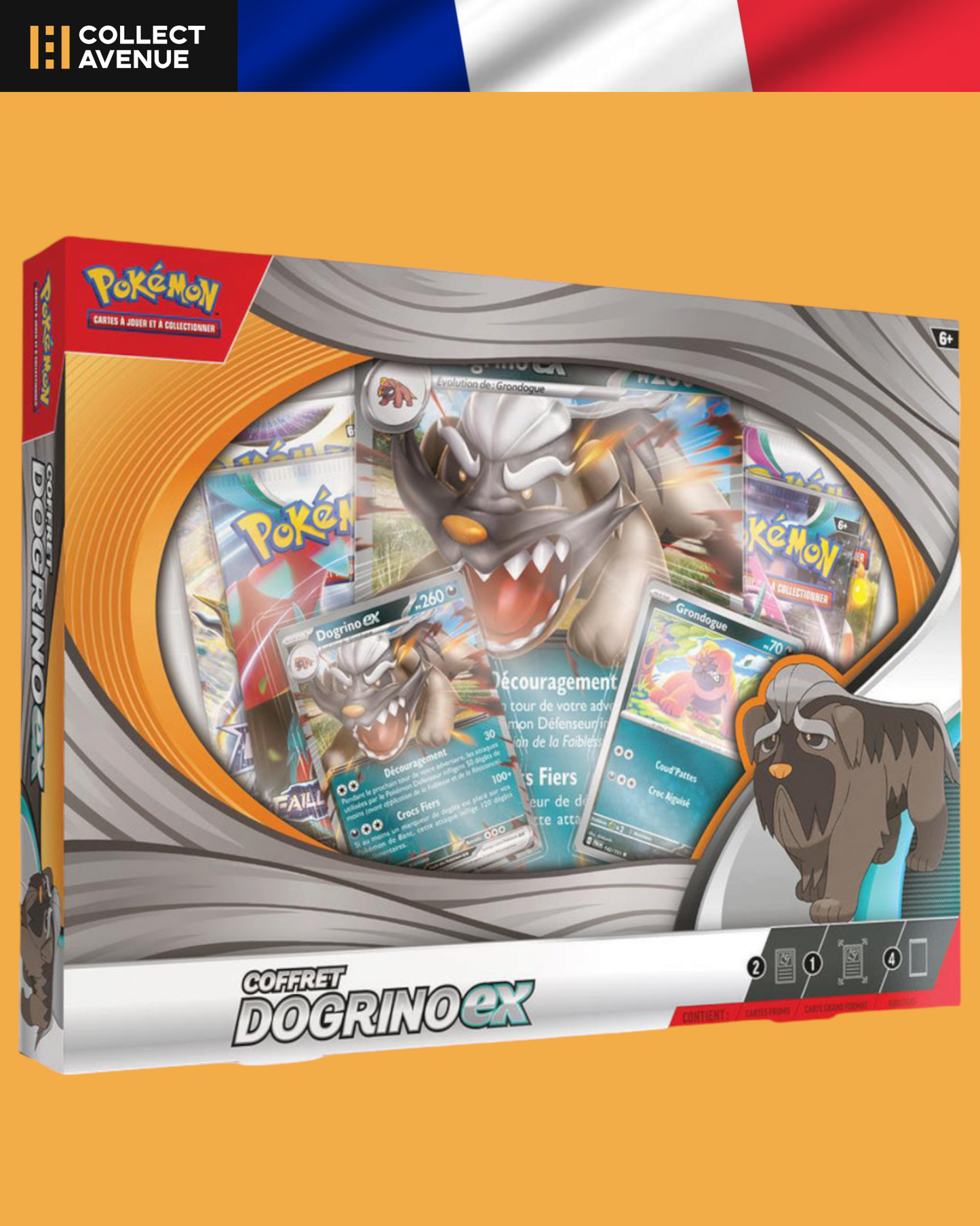 🚦🇫🇷 Pokémon-Coffret 4 Boosters-Dogrino-ex 🇫🇷🚦