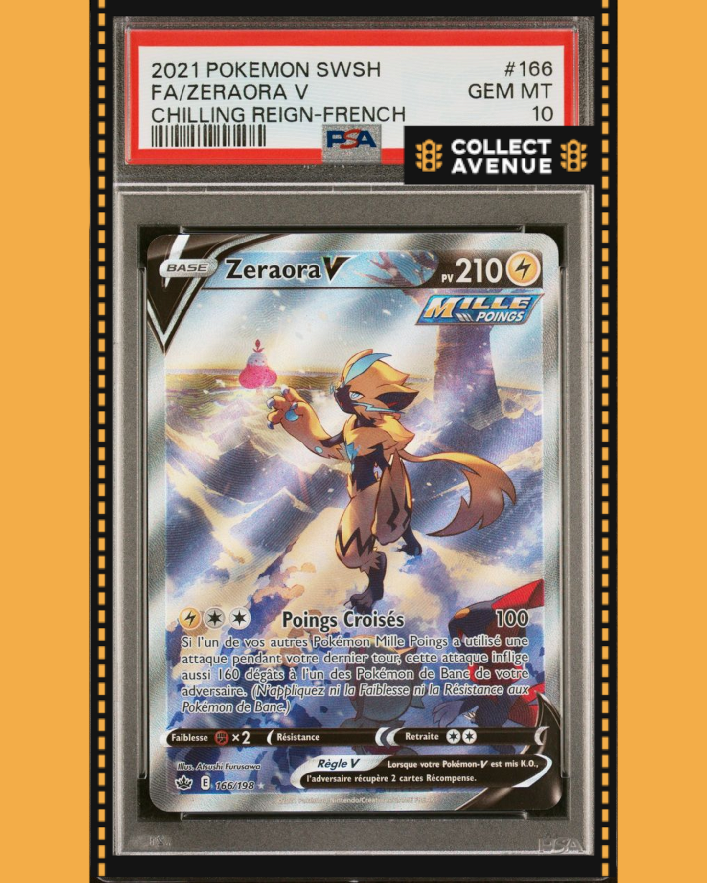 🚦2021 POKEMON ZERAORA V ALTERNATIVE FR PSA10 REGNE DE GLACE 166/198🚦