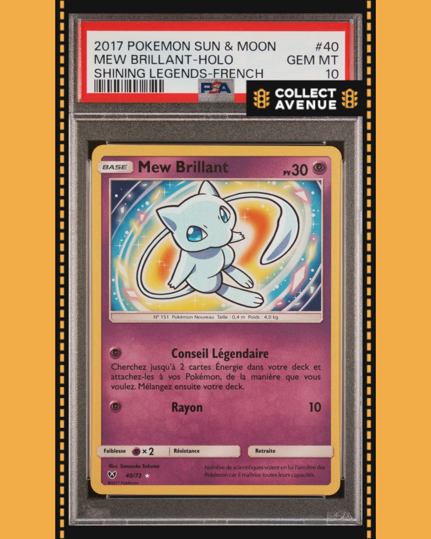 🚦2017 POKEMON MEW BRILLANT FR PSA10 LEGENDES BRILLANTES 40/73🚦