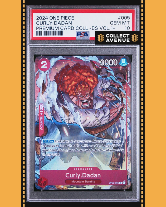 ☠️🚦CURLY DADAN PRE CARD COLL BEST SET VOL 1 EN ONE PIECE PSA 10 OP02-005🚦☠️