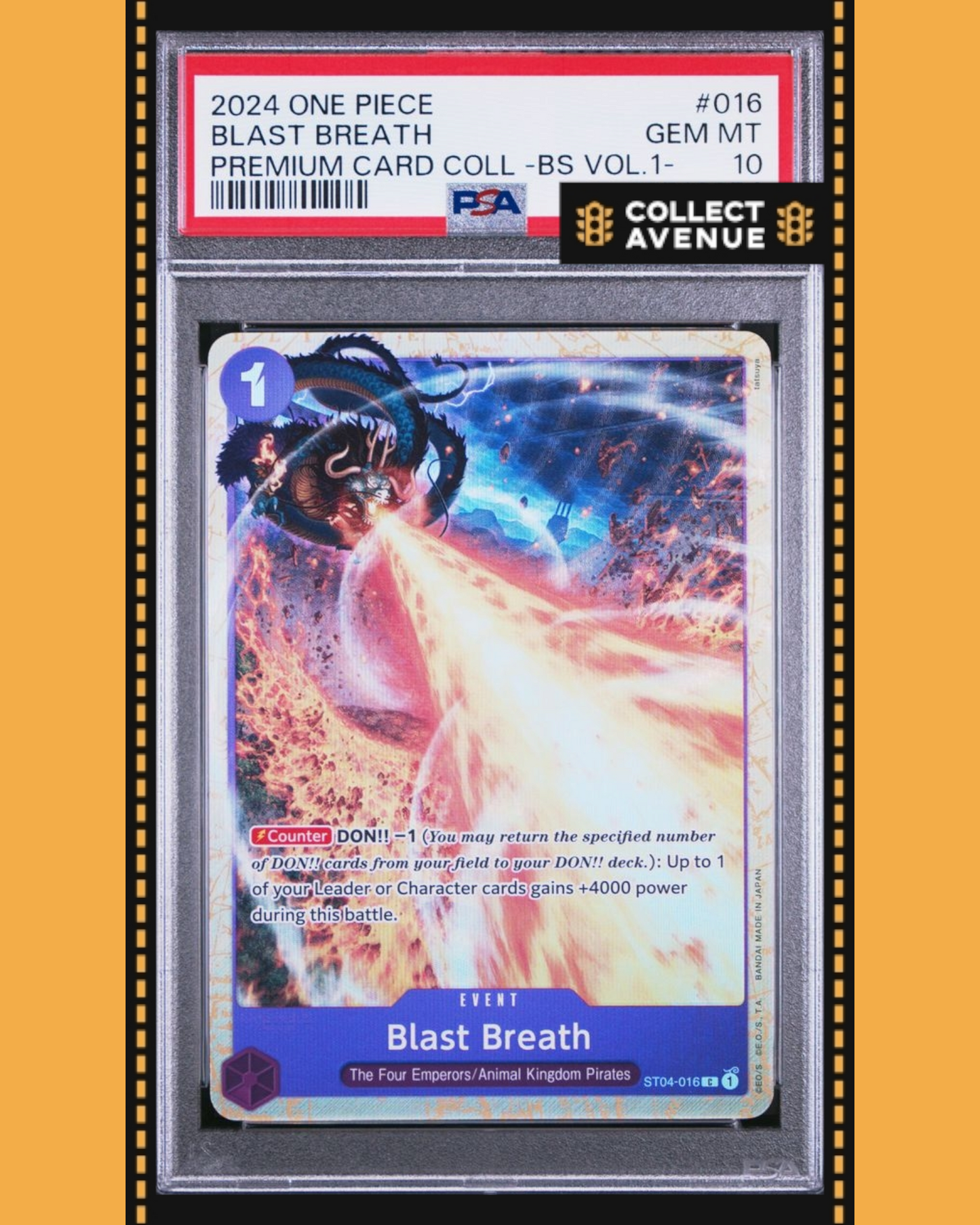 ☠️🚦BLAST BREATH ST04-016 PRE CARD COLL BEST SET VOL 1 JPN ONE PIECE PSA 10🚦☠️