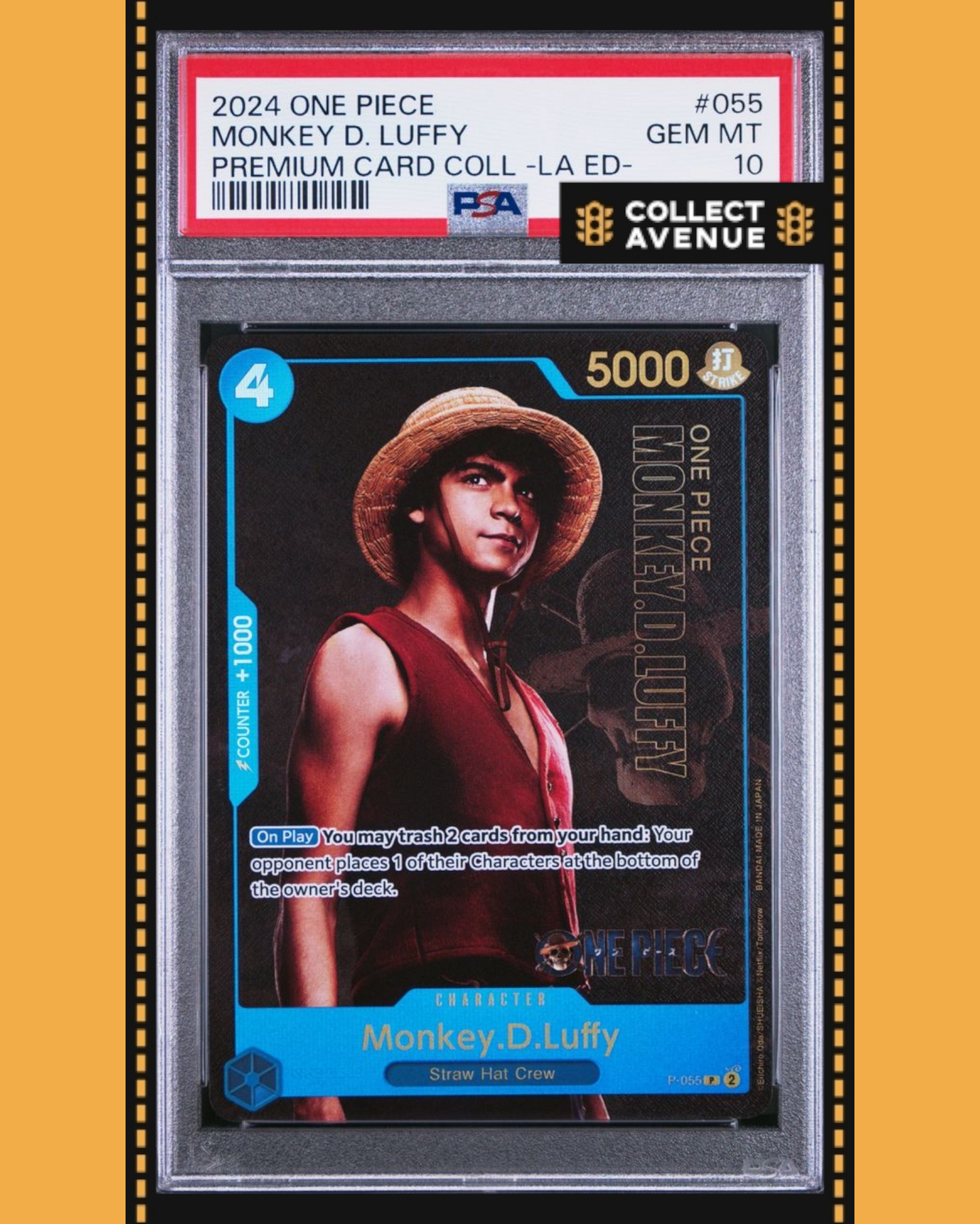 ☠️🚦ONE PIECE PSA 10 MONKEY D.LUFFY PRE CARD COLL LIVE ACTION ED P-055 EN🚦☠️