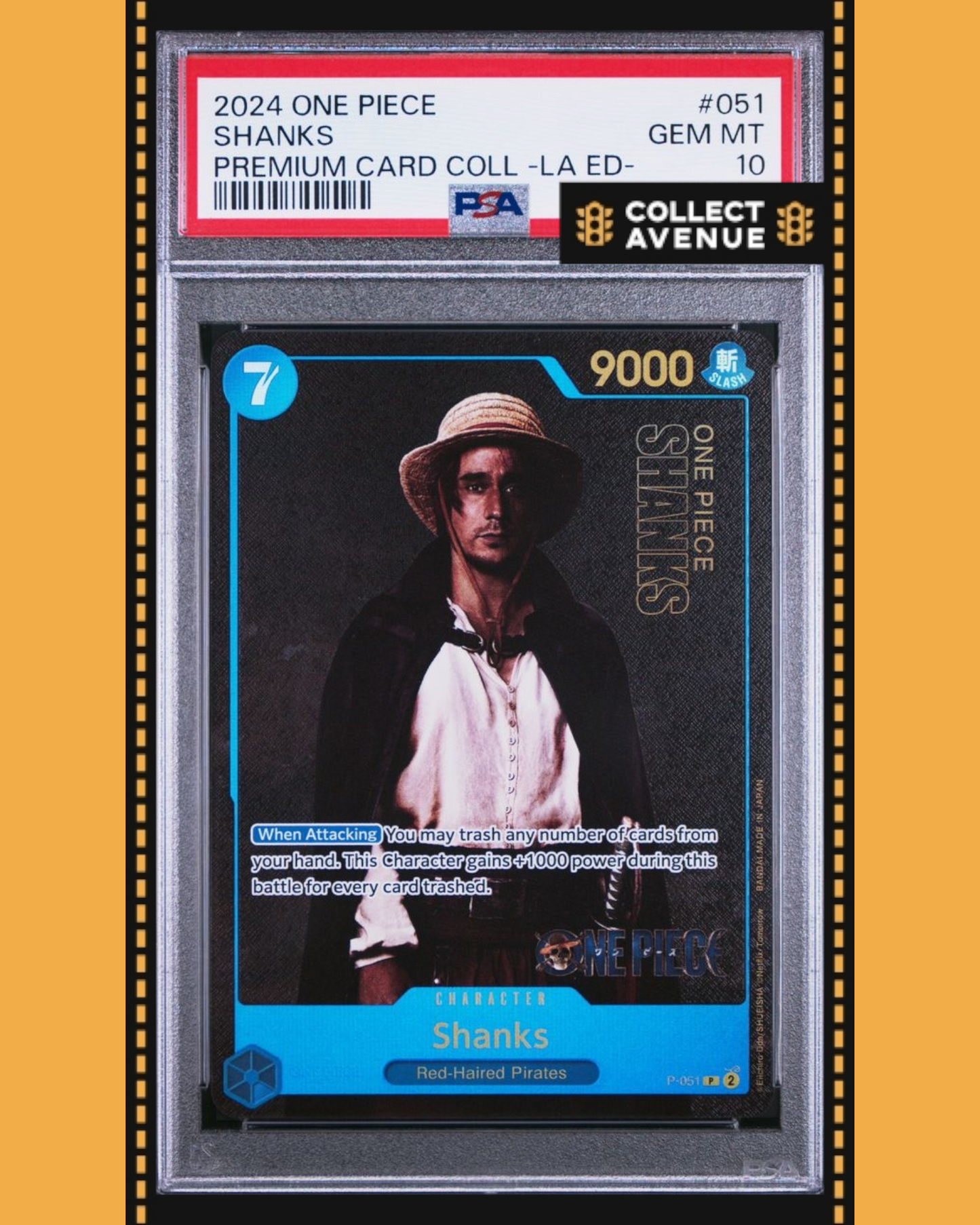 ☠️🚦ONE PIECE PSA 10 SHANKS PRE CARD COLL LIVE ACTION ED P-051 EN🚦☠️