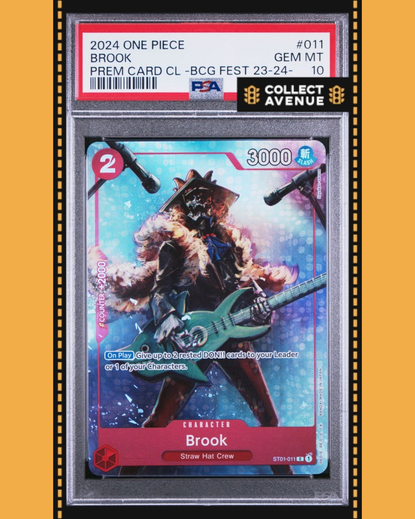 ☠️🚦ONE PIECE PSA 10 BROOK PRE CARD COLL BCG FEST 23-24 ST01-011 EN🚦☠️