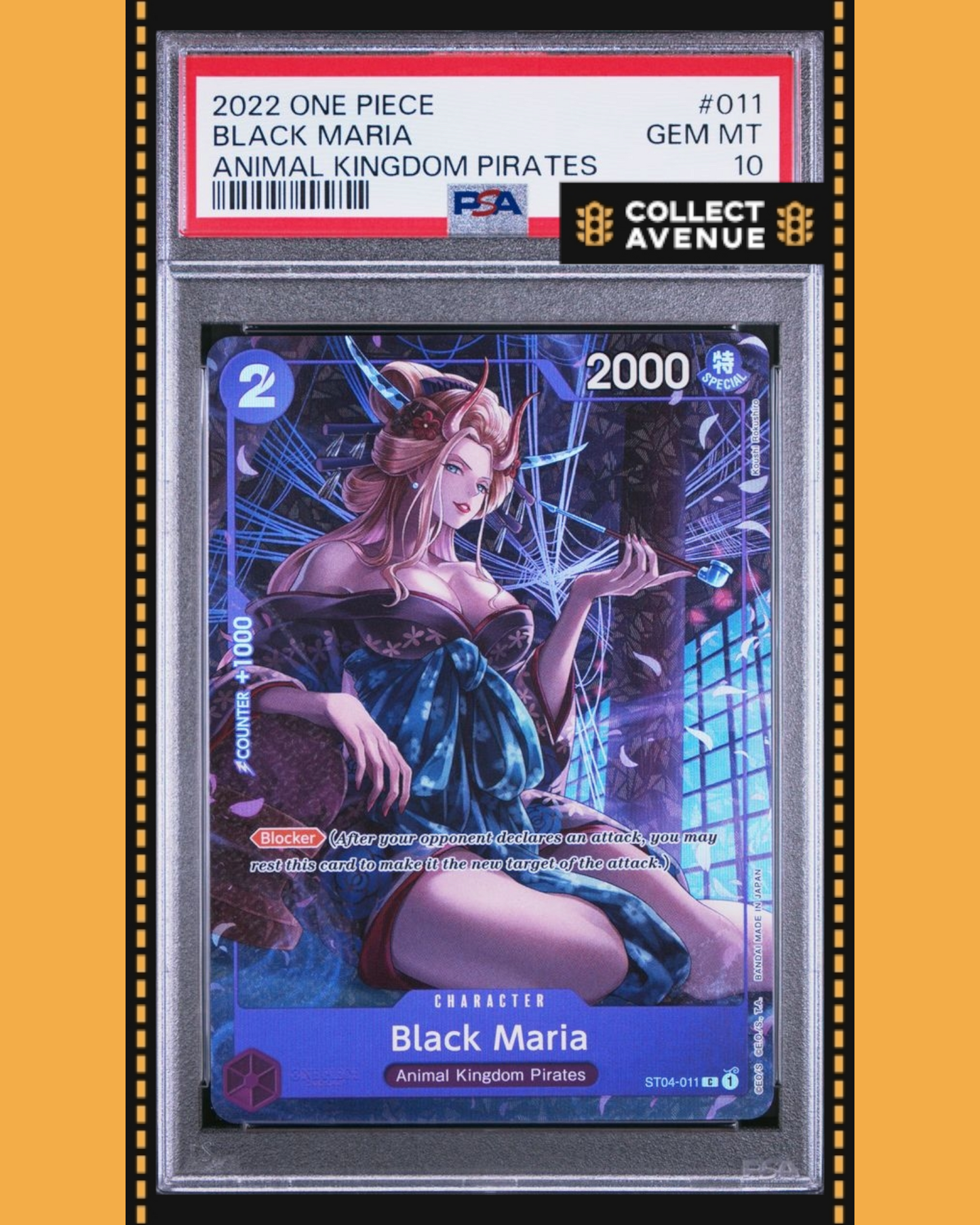 ☠️🚦ONE PIECE PSA 10 BLACK MARIA PRE CARD COLL BCG FEST 23-24 ST04-011 EN🚦☠️