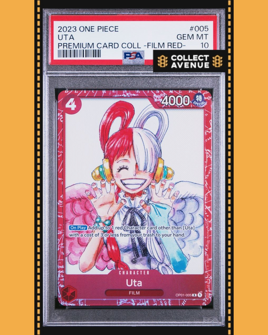 ☠️🚦ONE PIECE PSA 10 UTA PRE CARD COLL-FILM RED OP01-005 EN🚦☠️