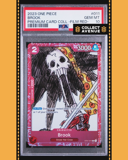 ☠️🚦ONE PIECE PSA 10 BROOK PRE CARD COLL-FILM RED ST01-011 EN🚦☠️