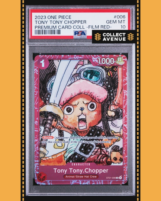 ☠️🚦ONE PIECE PSA 10 TONY TONY CHOPPER PRE CARD COLL-FILM RED ST01-006 EN🚦☠️