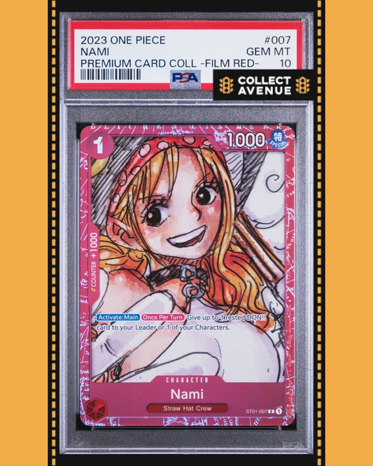 ☠️🚦ONE PIECE PSA 10 NAMI PRE CARD COLL-FILM RED ST01-007 EN🚦☠️