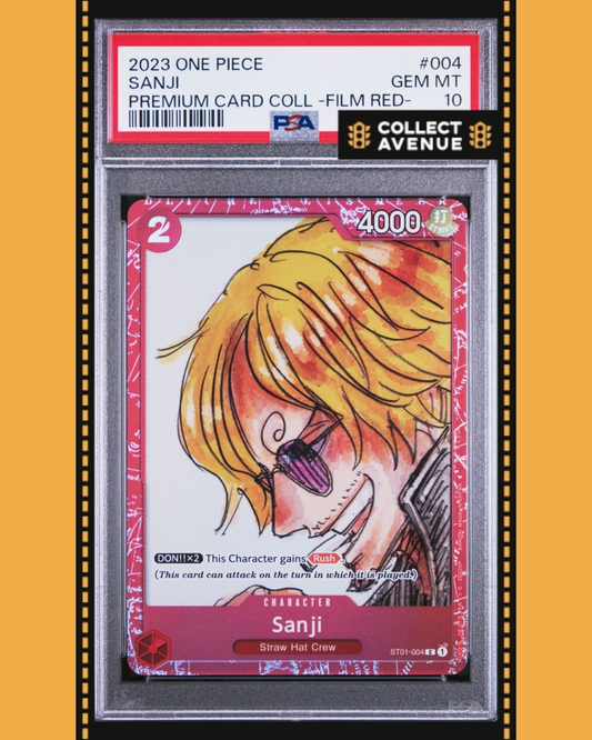 ☠️🚦ONE PIECE PSA 10 SANJI PRE CARD COLL-FILM RED ST01-004 EN🚦☠️