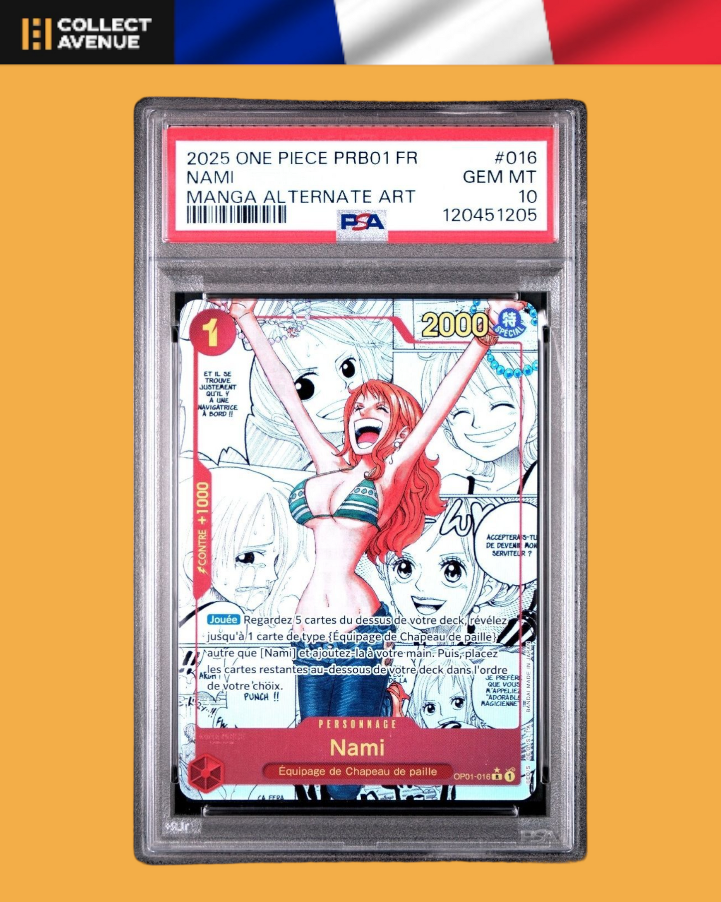 ☠️🚦PSA 10 One Piece Nami Manga OP01-016 R FR🚦☠️