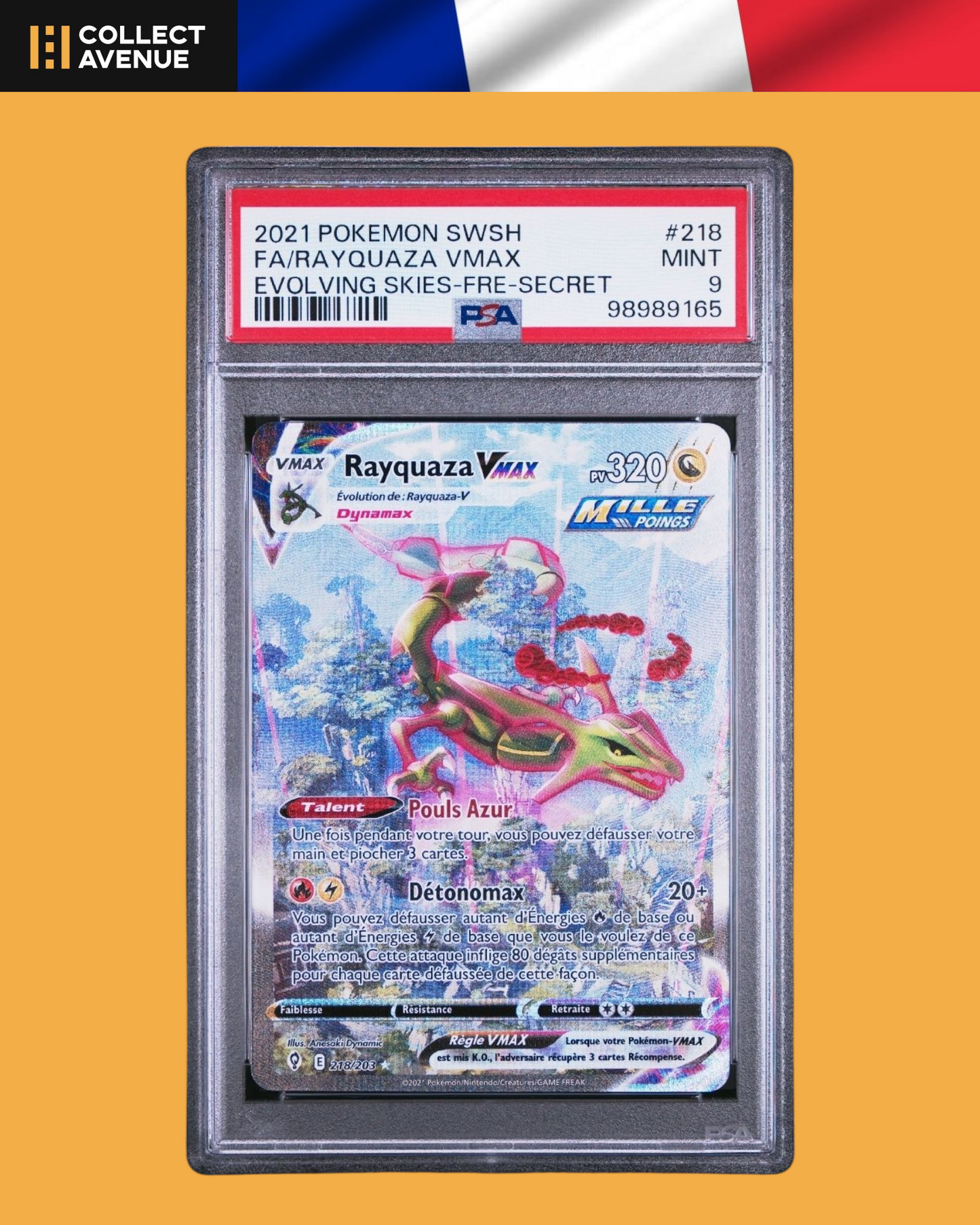 🚦PSA 9 Pokémon Rayquaza Vmax 218/203 Evolution Céleste FR🚦