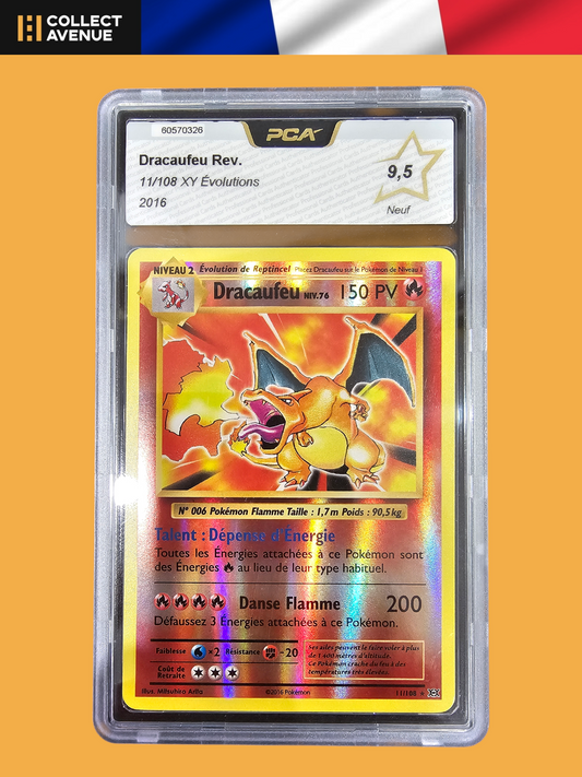 🚦PCA 9,5 Pokémon Dracaufeu Reverse 11/108 XY Evolutions FR🚦