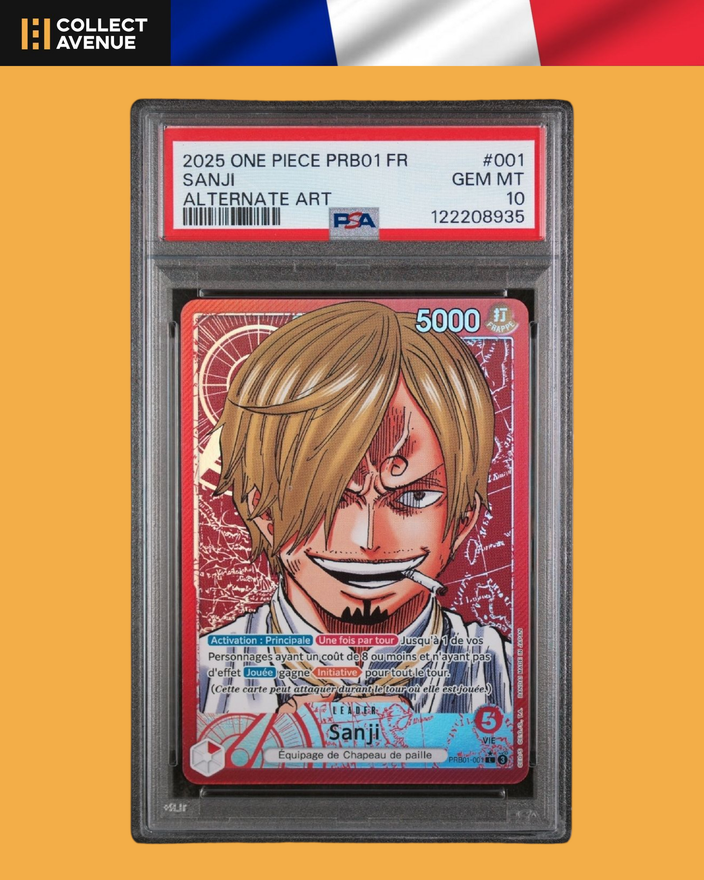☠️🚦PSA 10 One Piece Sanji PRB01-001 L FR🚦☠️