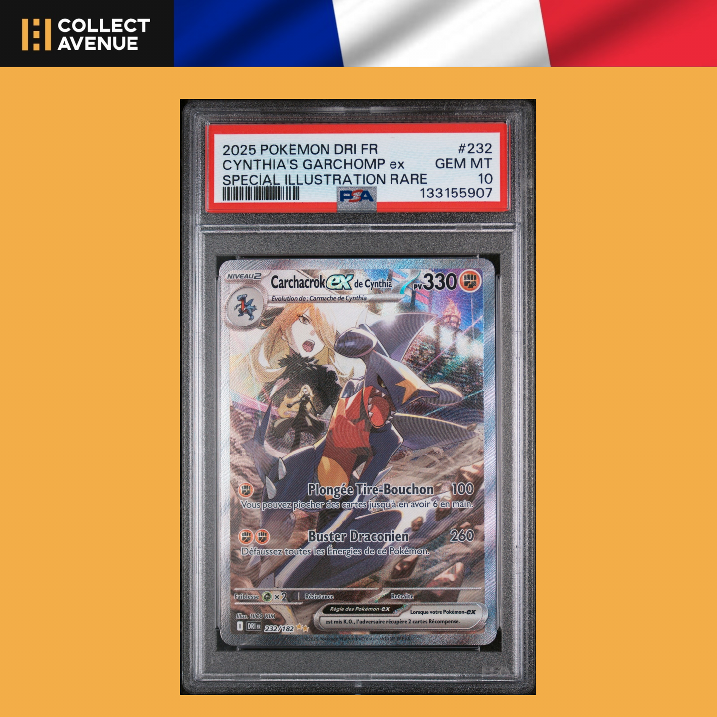 🚦PSA 10 Pokémon - Carchacrok EX 232/182 Rivalités Destinées - FR🚦