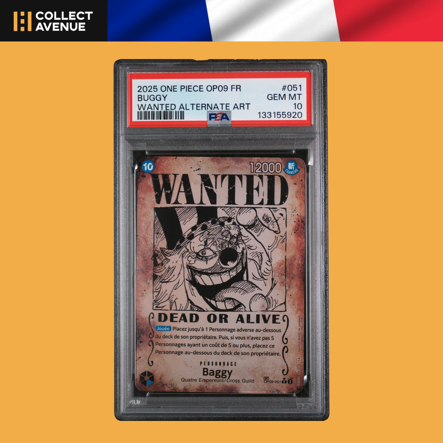 ☠️🚦PSA 10 One Piece - Baggy Wanted SP OP09-051 R - FR🚦☠️