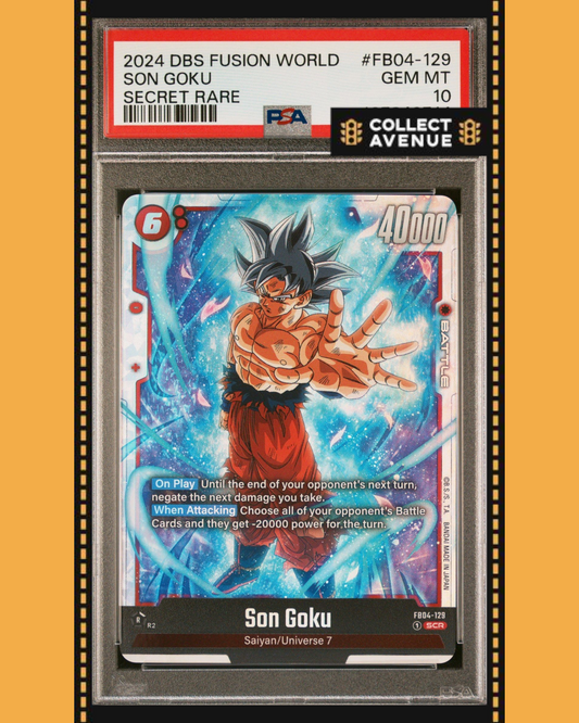 ☠️🚦PSA 10 DBS Fusion World Son Goku FB04-129 SCR FR🚦☠️