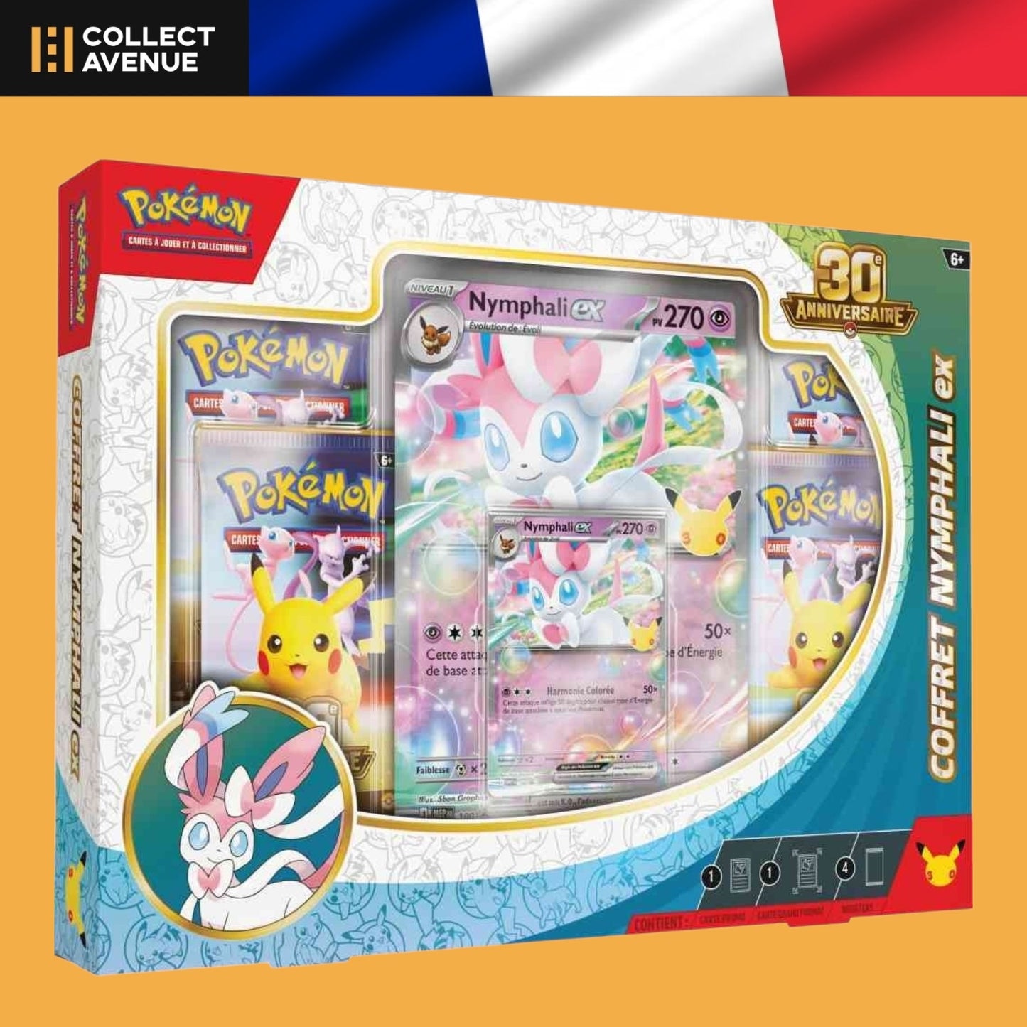 Pokémon - Coffret 4 Boosters 30e Anniversaire Nymphali-ex - Version Française (Précommande)