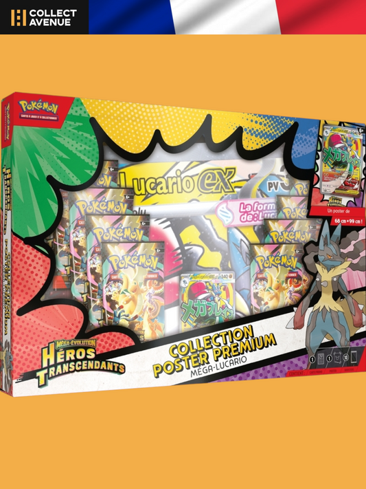 🚦Précommandes - Pokémon - Coffret Collection Poster Premium – Méga-Lucario 10 Boosters – Héros Transcendants – ME2.5 - FR🚦